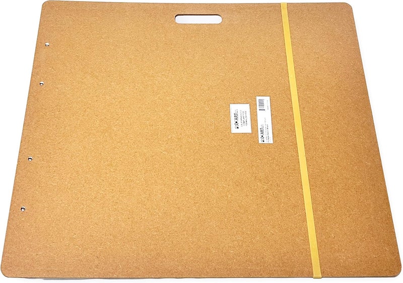 Proartek PK00024 Model SB2326 SB Series 23" x 26" Artist Sketch Board, Brown; 4mm Tempered Masonite; Constructed with a Cutout Handle; Smooth Edges; Firm Spring Clips; Rubber Band Included - Image 2